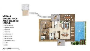 Mặt bằng villa A New Hội An City tầng trệt