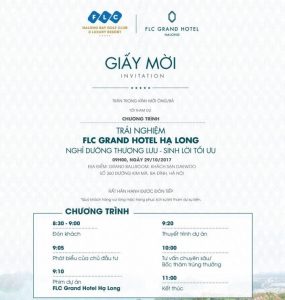 thư mời sự kiện FLC Hạ Long